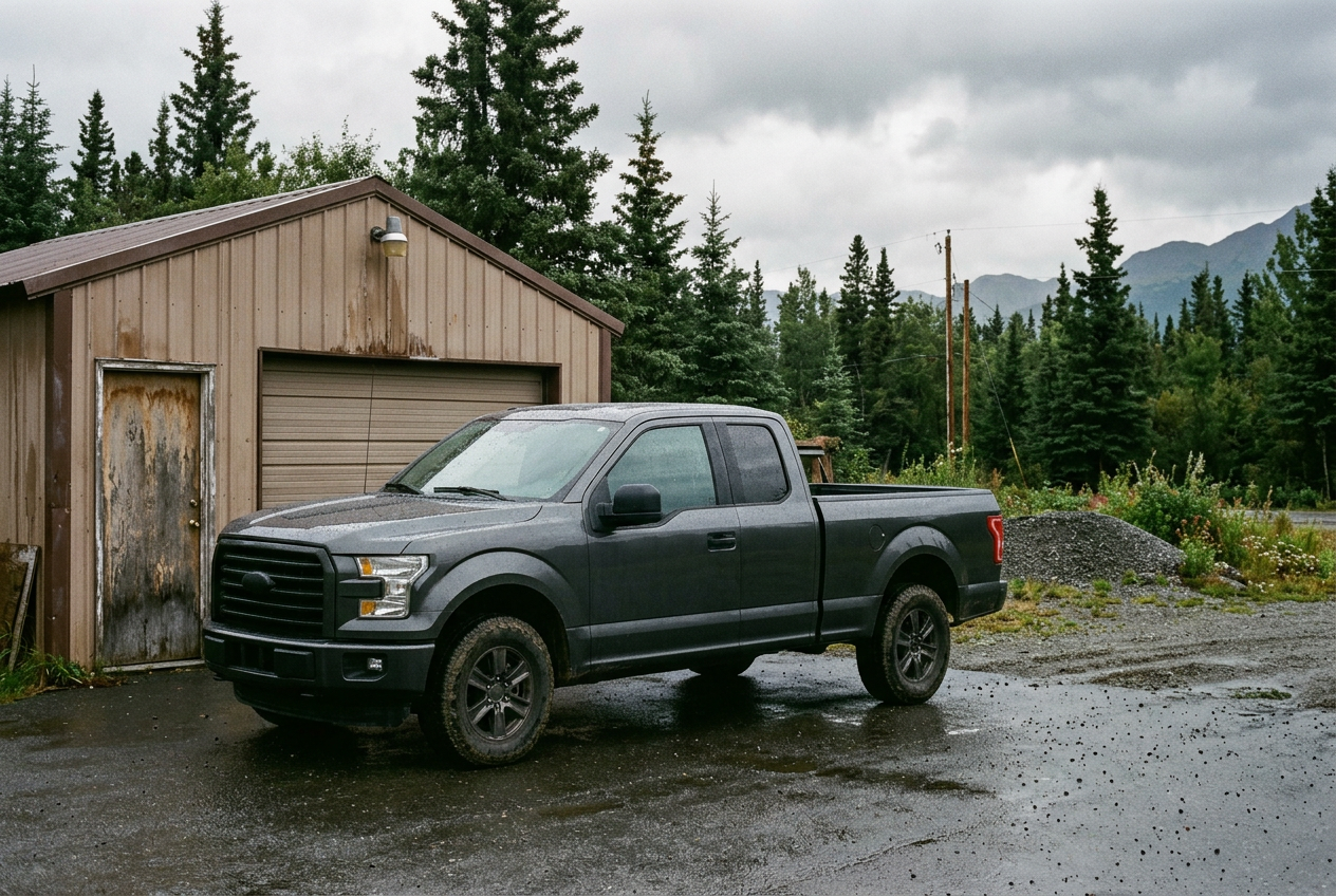 Glossy finished paintwork reflecting the shop lights after a full detail in Anchorage, Alaska